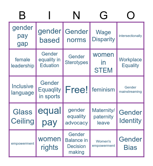 Gender Equality Bingo Card
