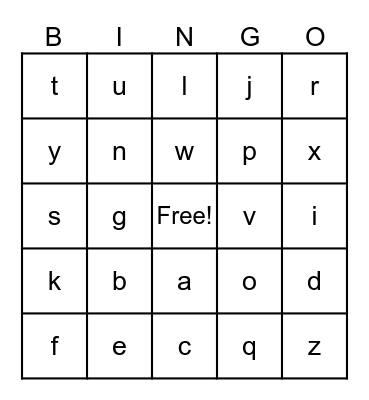 Phonics Bingo Card