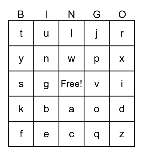 Phonics Bingo Card