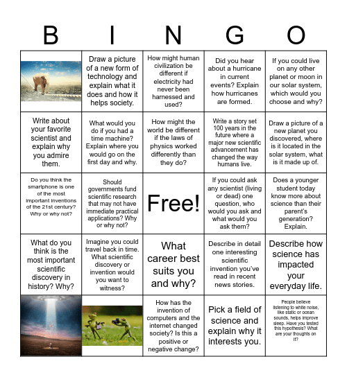 STEAM Weekly Activities Bingo Card