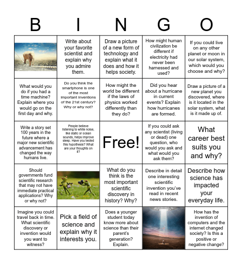 STEAM Weekly Activities Bingo Card
