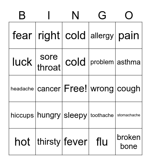 Expressions with Avoir Bingo Card