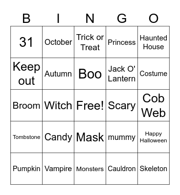 Halloween Bingo Card