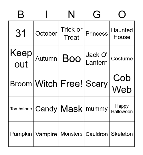 Halloween Bingo Card