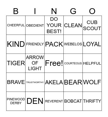 PACK 37 BINGO Card