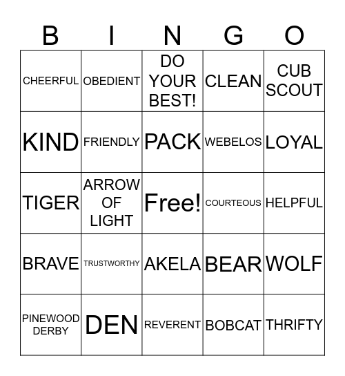 PACK 37 BINGO Card