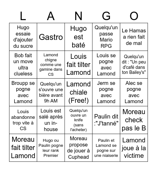 LANGO Bingo Card