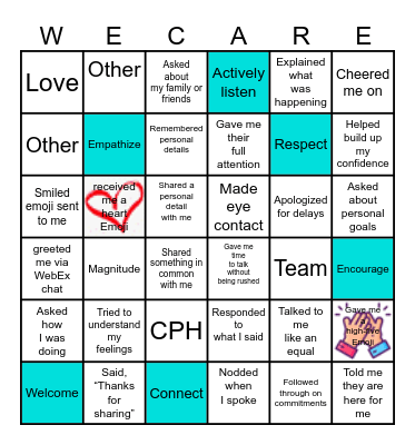 The Power of Together Bingo Card