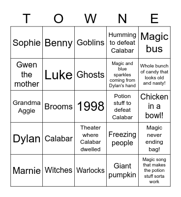 Halloween Town Bingo Card