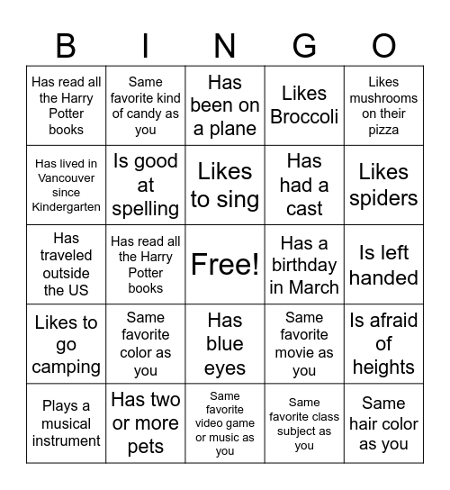 Untitled Bingo Card