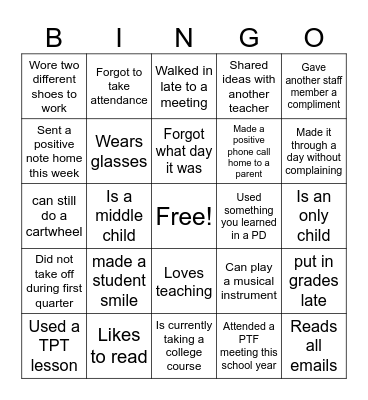 Teacher Bingo -20230-2024 SY Bingo Card