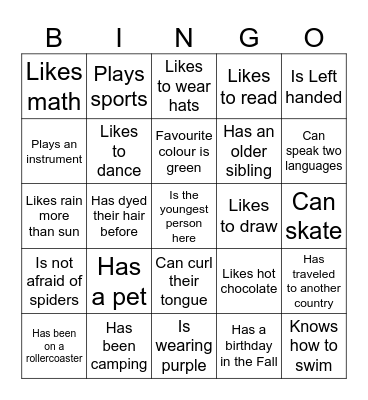 Find someone who: Bingo Card