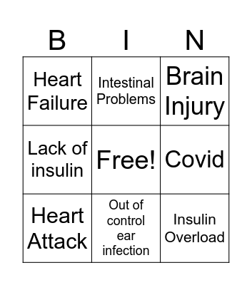 James Illness/Death Bingo Card