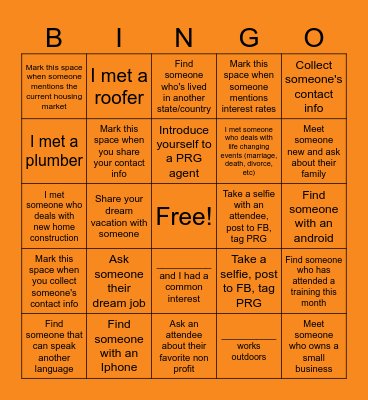 Fall Business Mixer Bingo Card