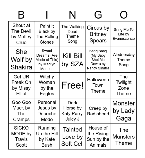Spooky Round 2 Bingo Card