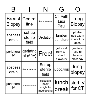 IR Bingo Card
