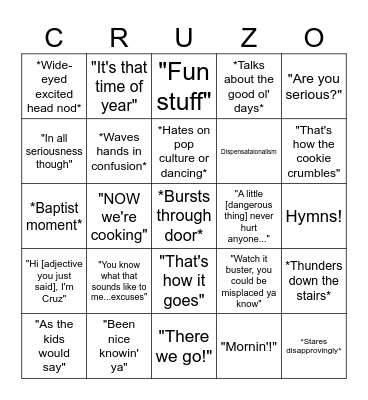 Cruz Bingo v2.1 Bingo Card