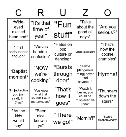Cruz Bingo v2.1 Bingo Card