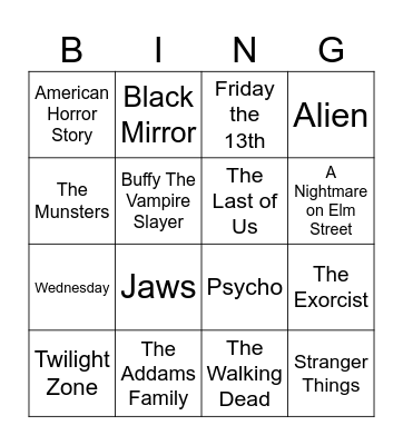 Total Quiz Presents Radio Bingo Spooky TV & Movies Bingo Card