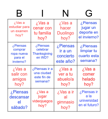 Ch. 7.2  --  Are you going to... ?       Do you plan to ...? Bingo Card