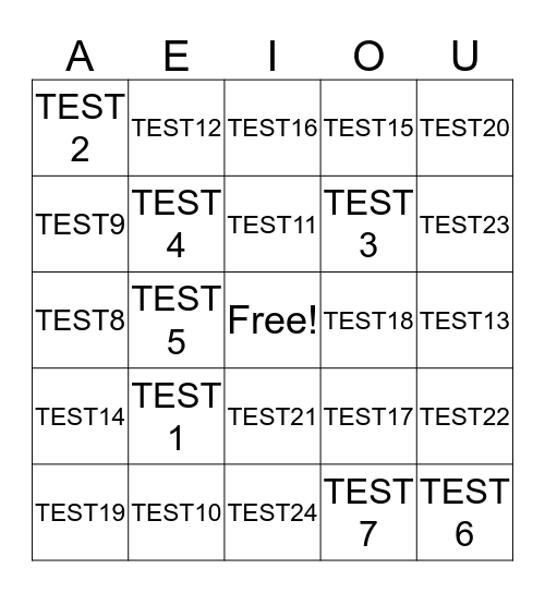 Long Vowel Bingo Card