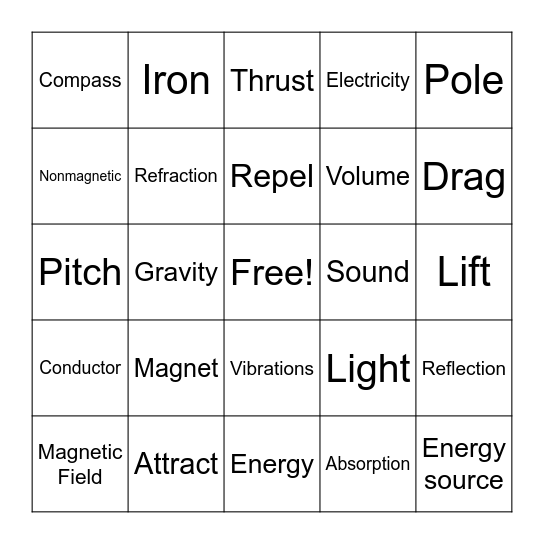 Definitions Bingo! Bingo Card