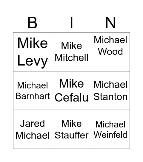 MICHAEL Bingo Card