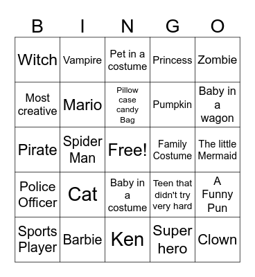 Halloween Bingo Card