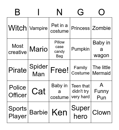 Halloween Bingo Card