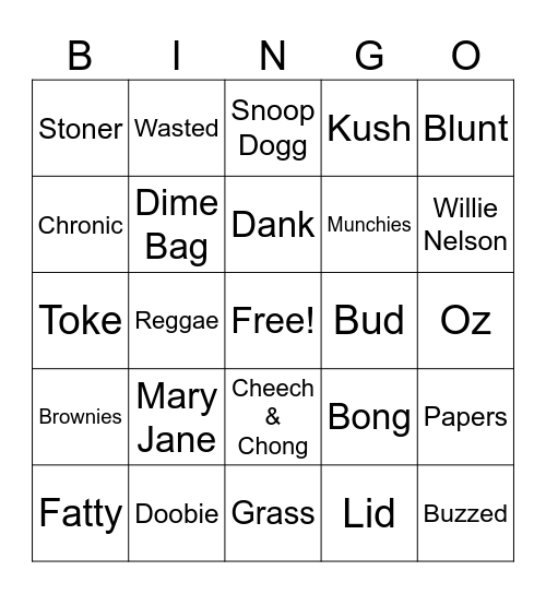 Dope Trope Bingo Card