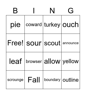 4th Spelling Bingo-3 Bingo Card