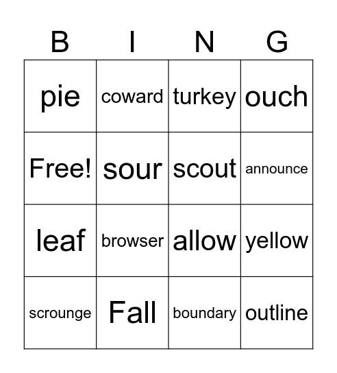 4th Spelling Bingo-3 Bingo Card