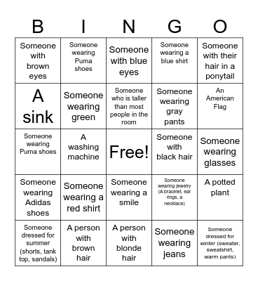 Eye Spy Bingo Card