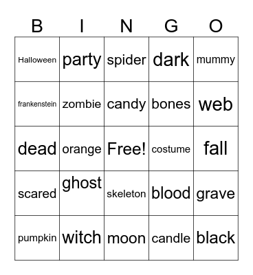 Halloween Bingo Card