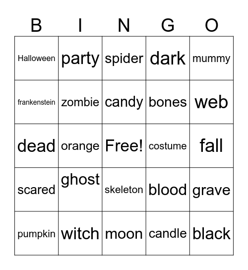 Halloween Bingo Card