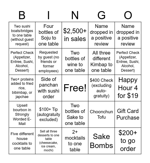 Kanji Holiday Bingo Card