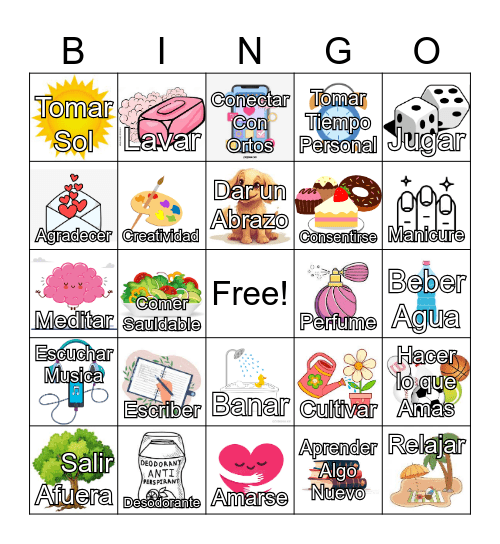 Cuidado Personal Bingo Card