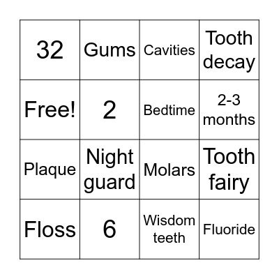 Oral Hygiene BINGO! Bingo Card