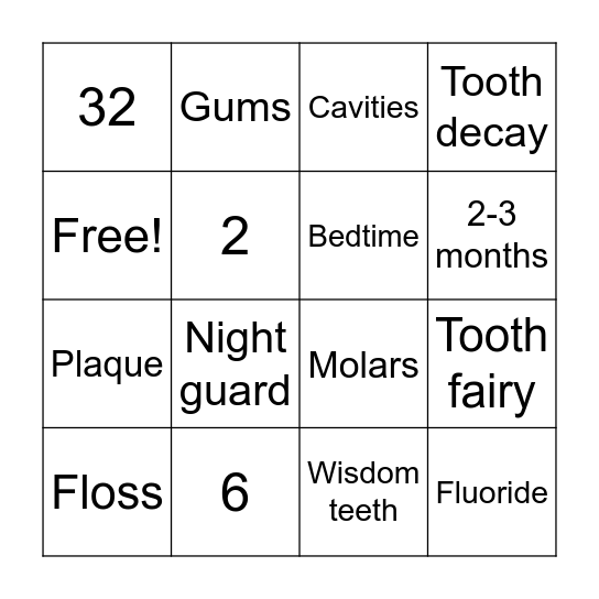 Oral Hygiene BINGO! Bingo Card