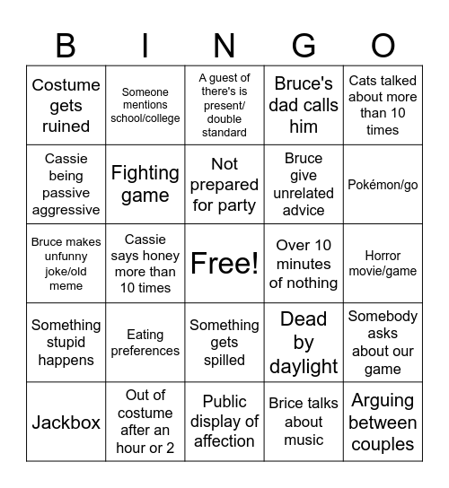 Danny Bingo Card