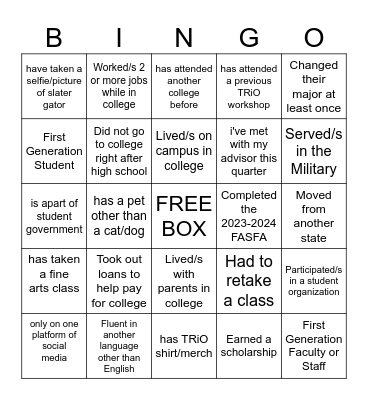 FIRST-GEN GRC BINGO Card