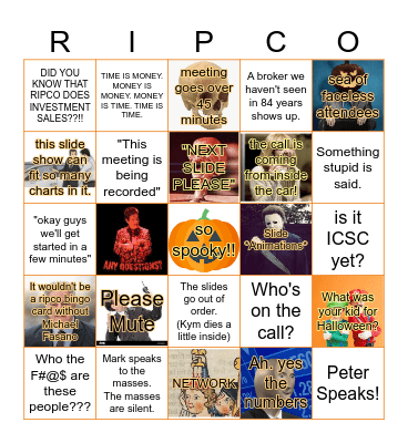 Ripco Bingo but it's still spooky season Bingo Card