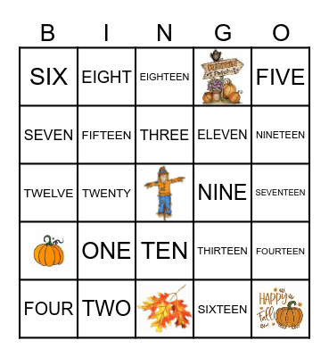 NUMBERS BINGO Card