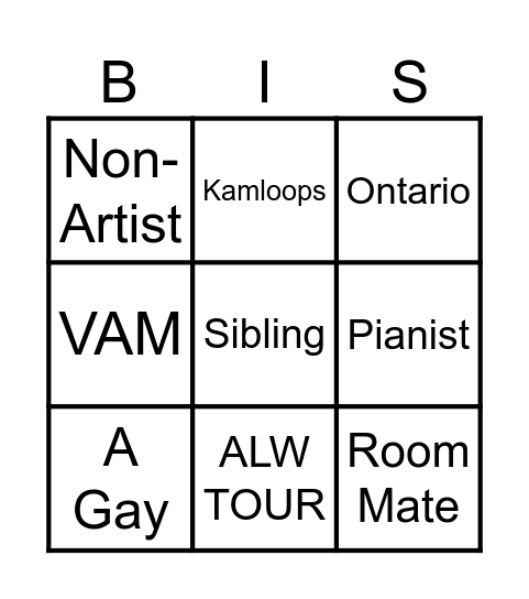 BISH BINGO Card