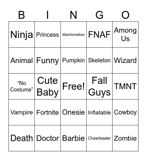 Halloween Bingo Card