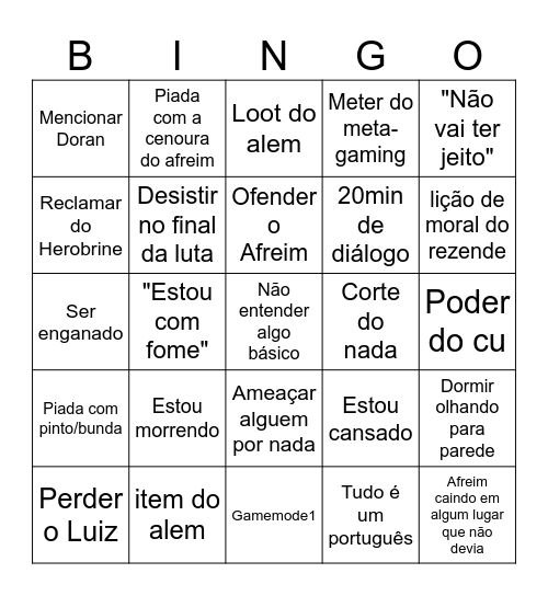 Bingo do rezendao Bingo Card