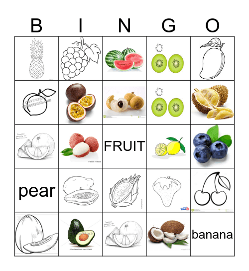 FRUIT Bingo Card