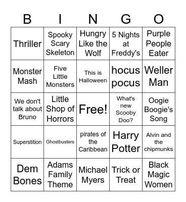 Halloween Bingo Card