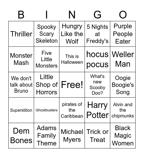 Halloween Bingo Card