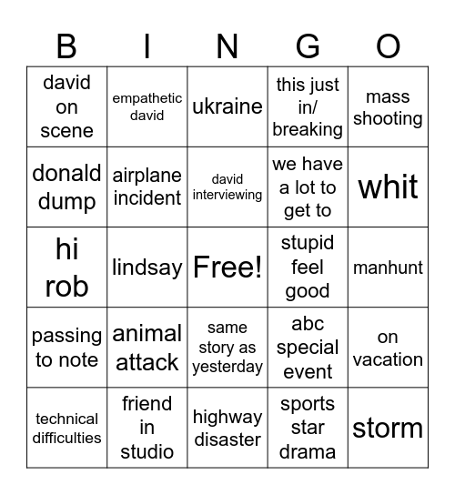 David Meeeeeeeeeeeewer Bingo Card